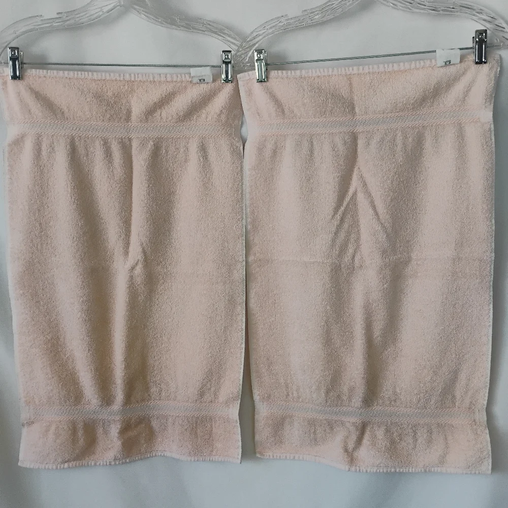 Vintage Set of 2 Jubilee Peach Terry Cloth Hand Towels 100% Cotton Made In USA